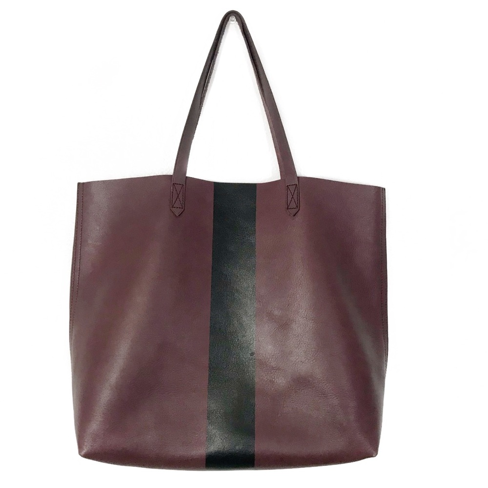 Madewell Cabernet Leather Stripe Travel Tote